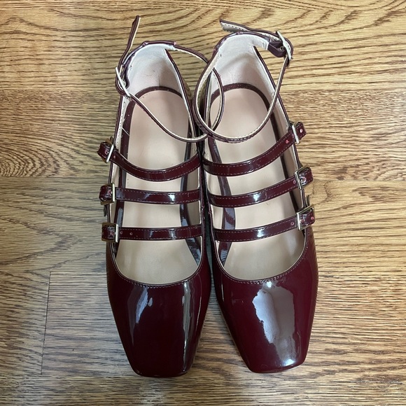 Shoes - Burgundy Red Multi-Strap Mary Janes